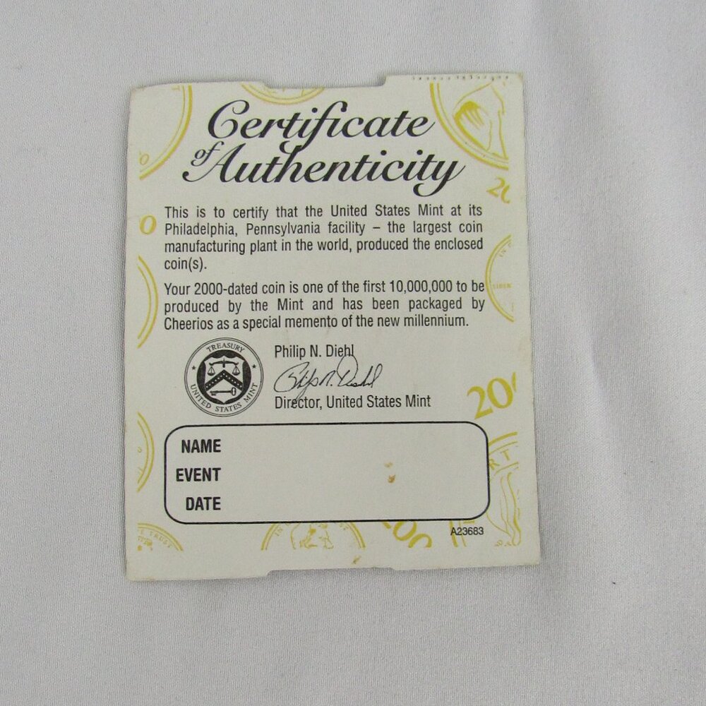 2000 Penny | No Mint Mark | Cheerios Campaign | Coin - Picture 3 of 4